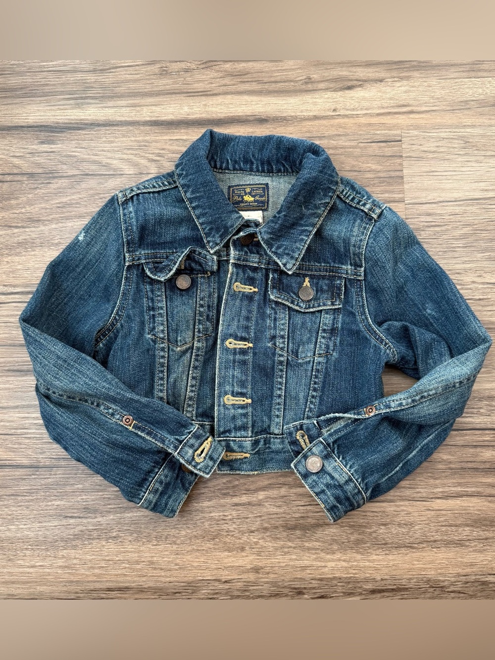 Ralph Lauren Polo Goods Girls Distressed Denim Trucker Jacket Size 5 VintageWash